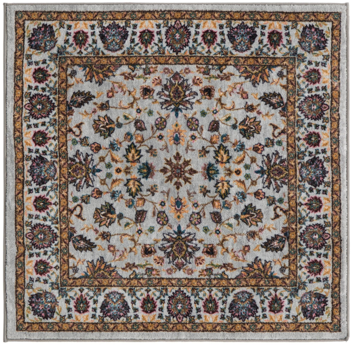 Casablanca Tapestry Collection Area Rug -  Marrakech (Cloud Gray) Square Cloud Gray  lifestyle 16