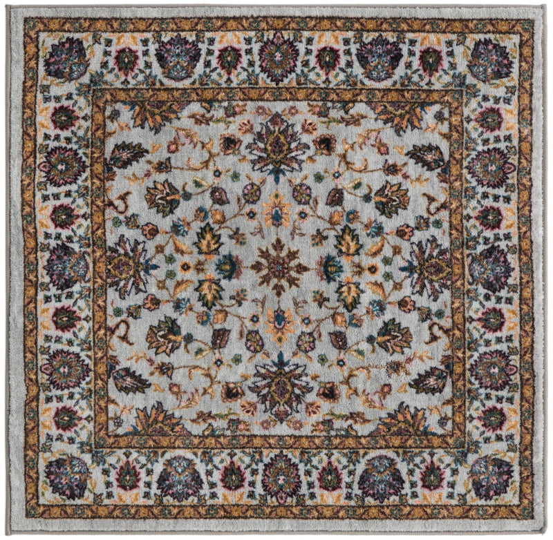 Casablanca Tapestry Collection Area Rug -  Marrakech (Cloud Gray) Square Cloud Gray  lifestyle 16