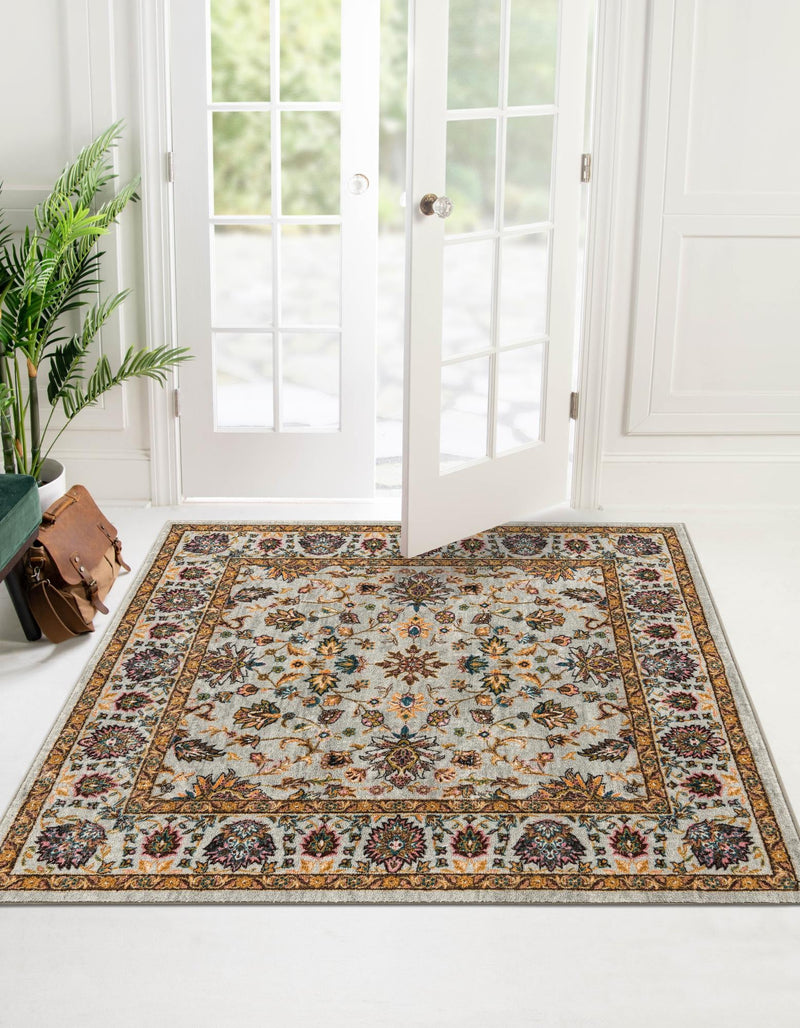 Casablanca Tapestry Collection Area Rug -  Marrakech (Cloud Gray) Square Cloud Gray  lifestyle 18