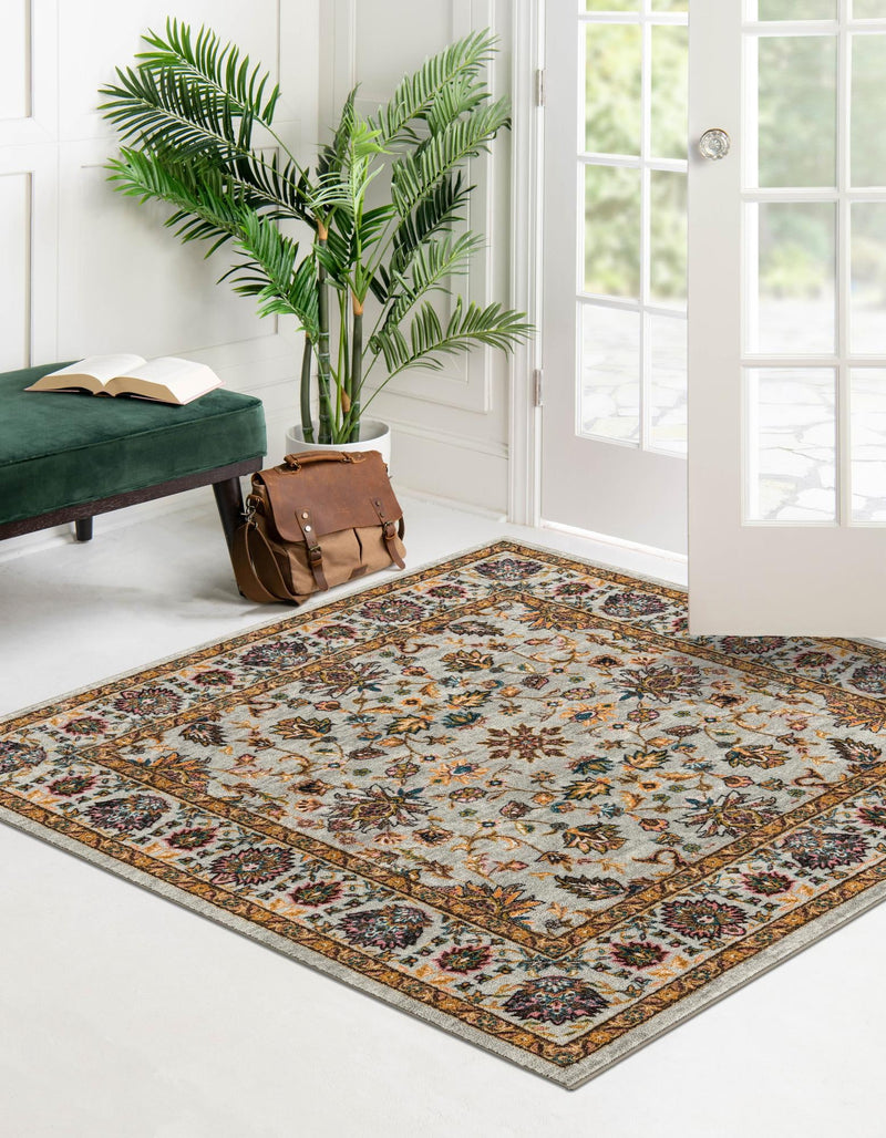 Casablanca Tapestry Collection Area Rug -  Marrakech (Cloud Gray) Square Cloud Gray  lifestyle 20