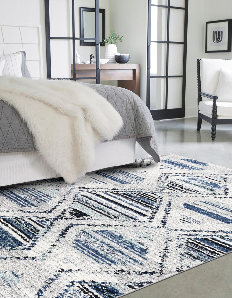 Marrakech Mosaic Collection Area Rug -  Atlas Rectangle Blue Gray  lifestyle 3