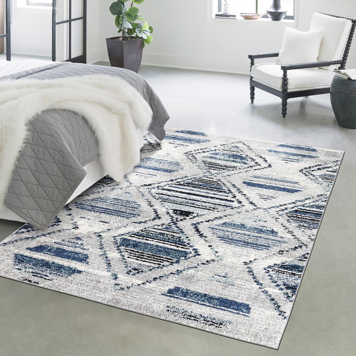 Marrakech Mosaic Collection Area Rug -  Atlas Rectangle Blue Gray  lifestyle 14