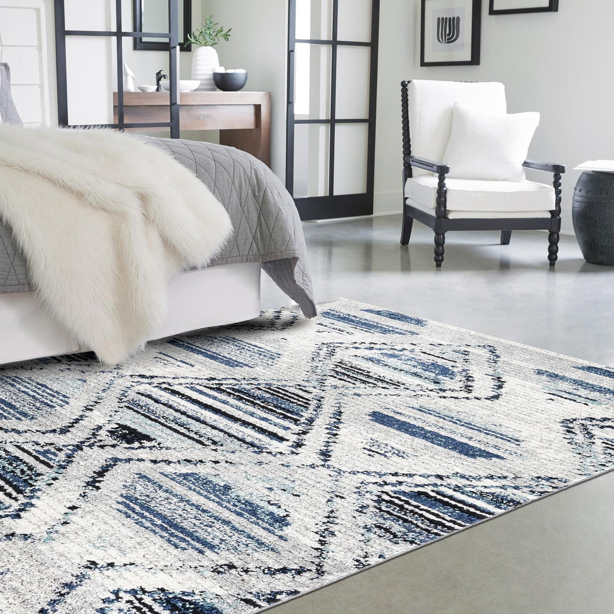 Marrakech Mosaic Collection Area Rug -  Atlas Rectangle Blue Gray  lifestyle 15