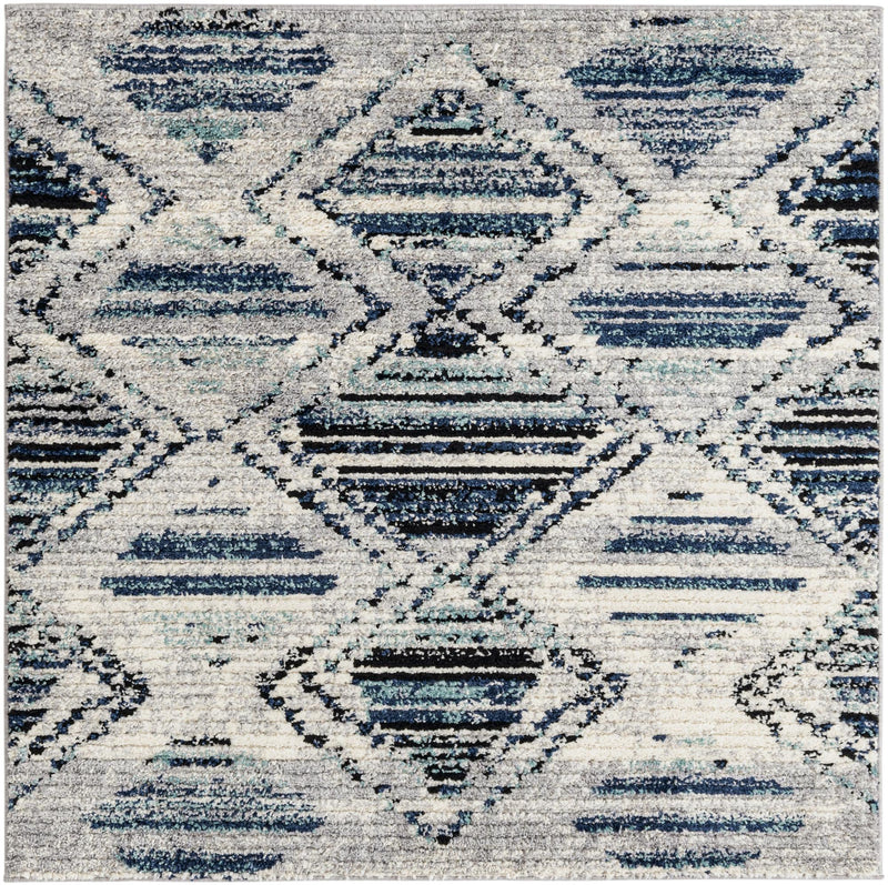Marrakech Mosaic Collection Area Rug -  Atlas Square Blue Gray  lifestyle 16