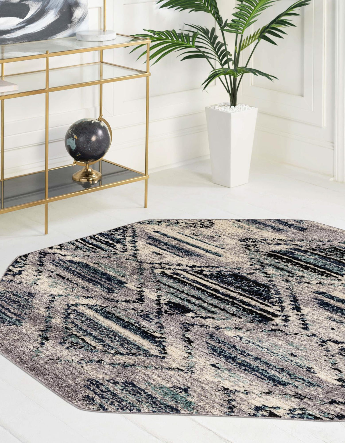 Marrakech Mosaic Collection Area Rug -  Atlas Octagon Blue Gray  lifestyle 20