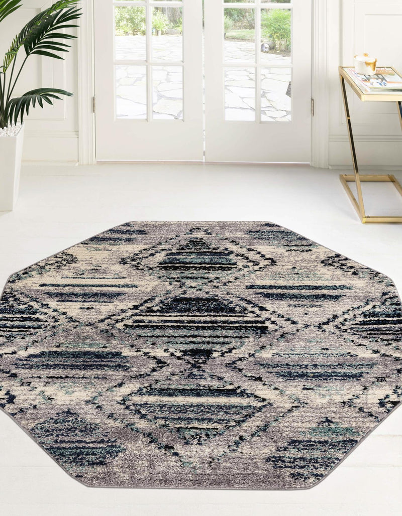 Marrakech Mosaic Collection Area Rug -  Atlas Octagon Blue Gray  lifestyle 23
