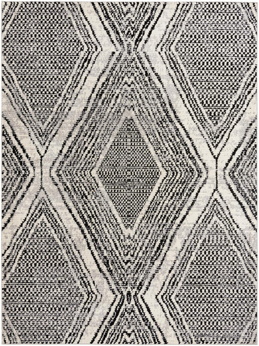 Marrakech Mosaic Collection Area Rug -  Medina Rectangle Black and White Main