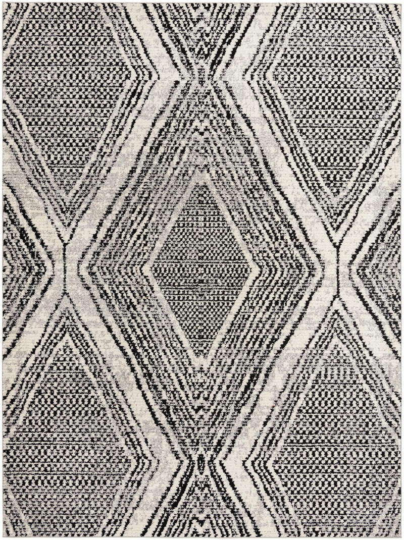 Marrakech Mosaic Collection Area Rug -  Medina Rectangle Black and White Main