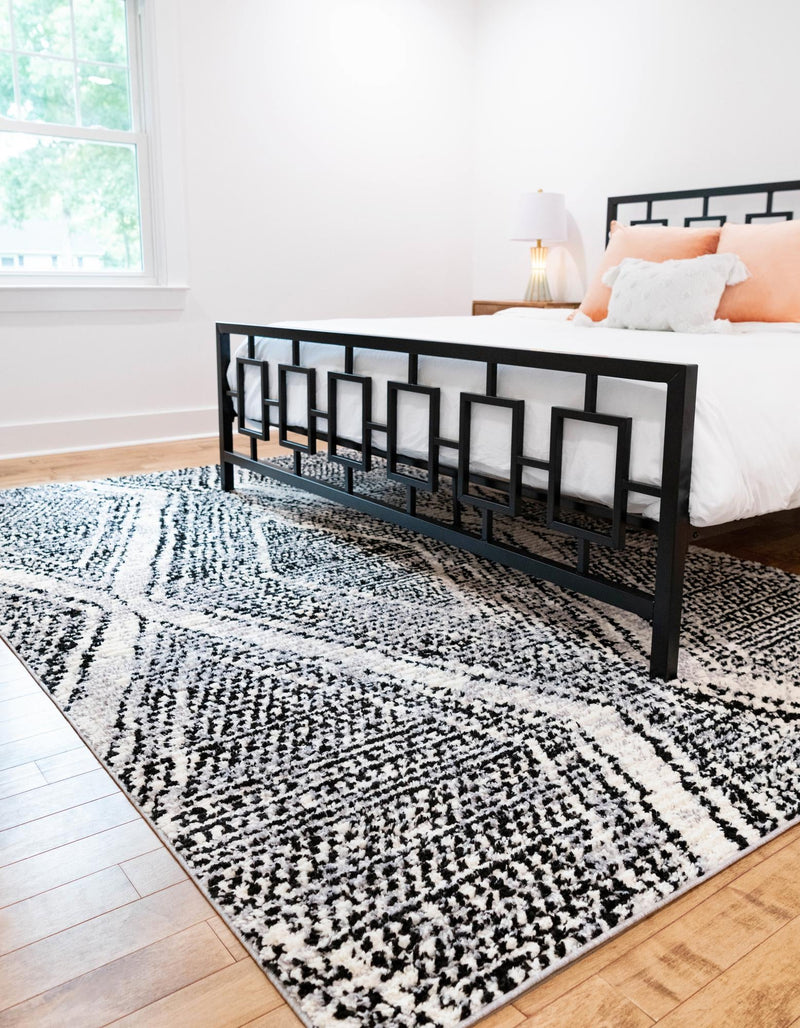 Marrakech Mosaic Collection Area Rug -  Medina Rectangle Black and White  lifestyle 4
