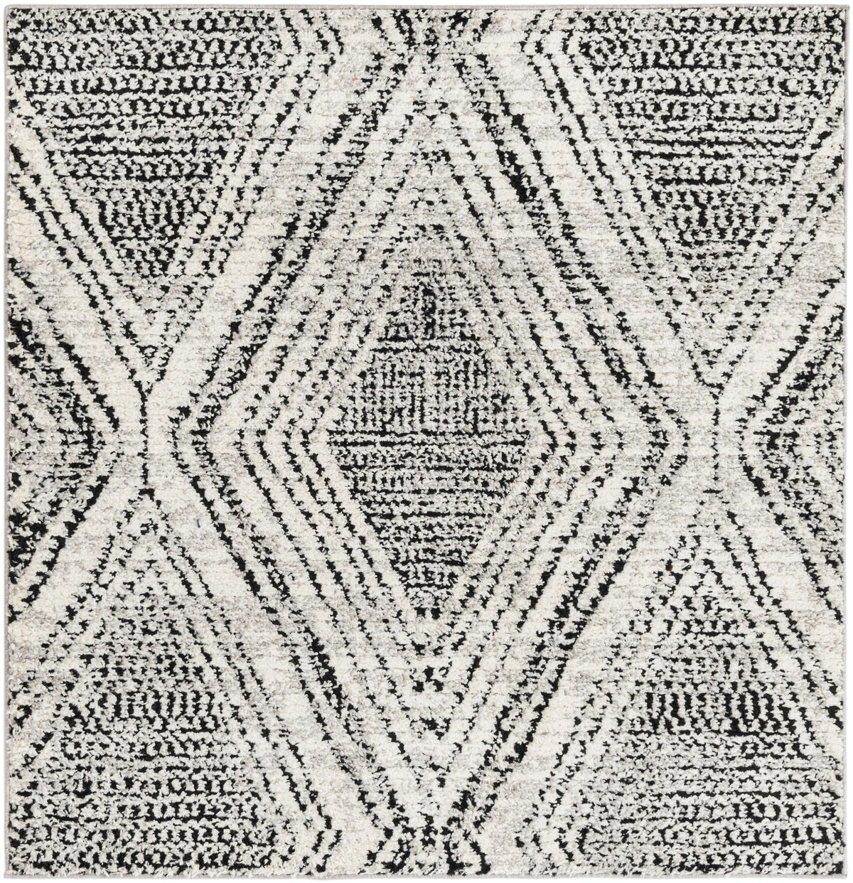 Marrakech Mosaic Collection Area Rug -  Medina Square Black and White  lifestyle 18