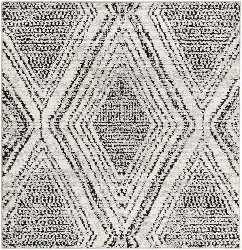 Marrakech Mosaic Collection Area Rug -  Medina Square Black and White  lifestyle 18