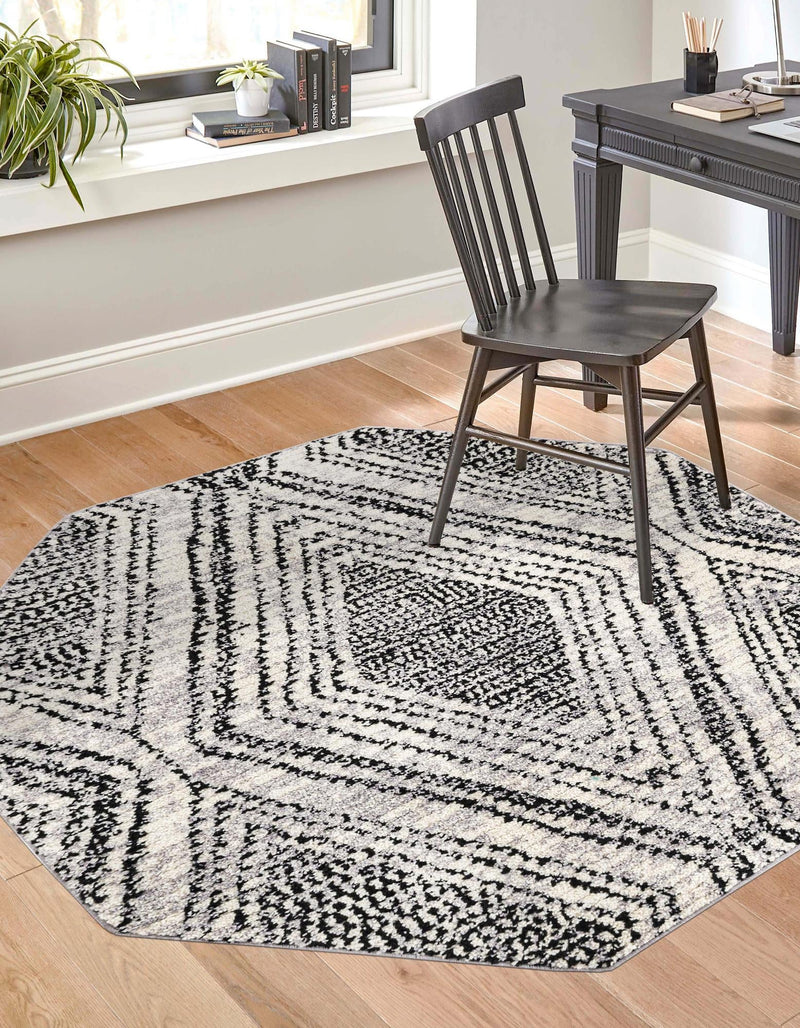 Marrakech Mosaic Collection Area Rug -  Medina Octagon Black and White  lifestyle 22