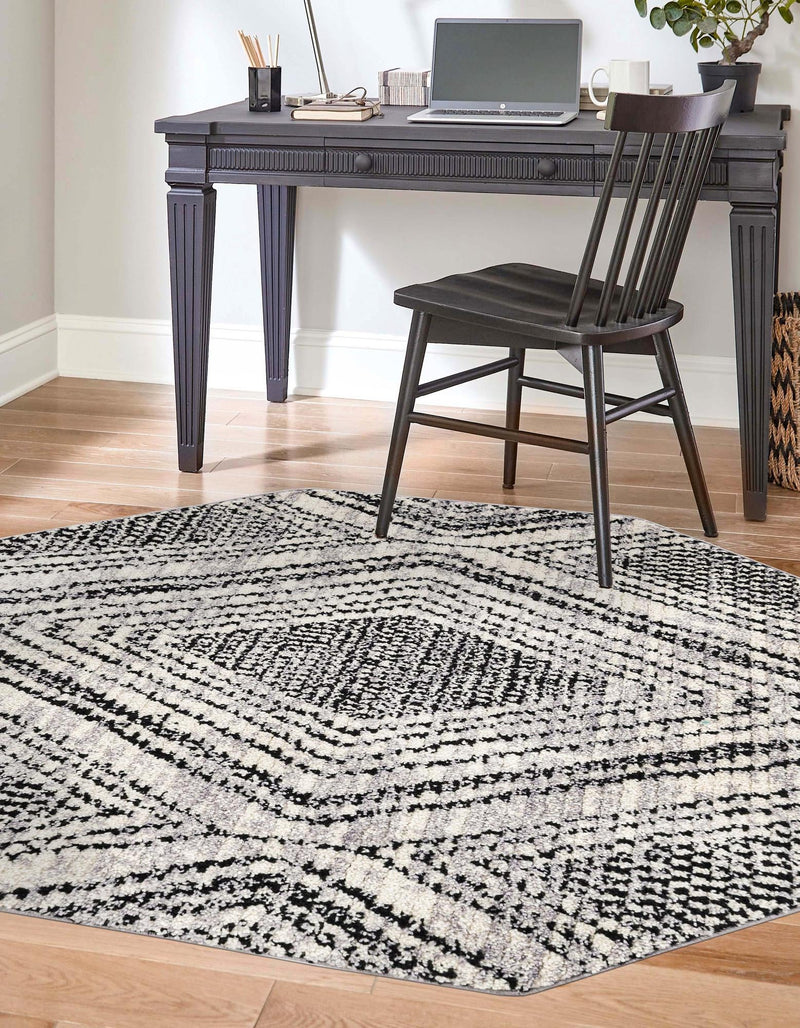Marrakech Mosaic Collection Area Rug -  Medina Octagon Black and White  lifestyle 25