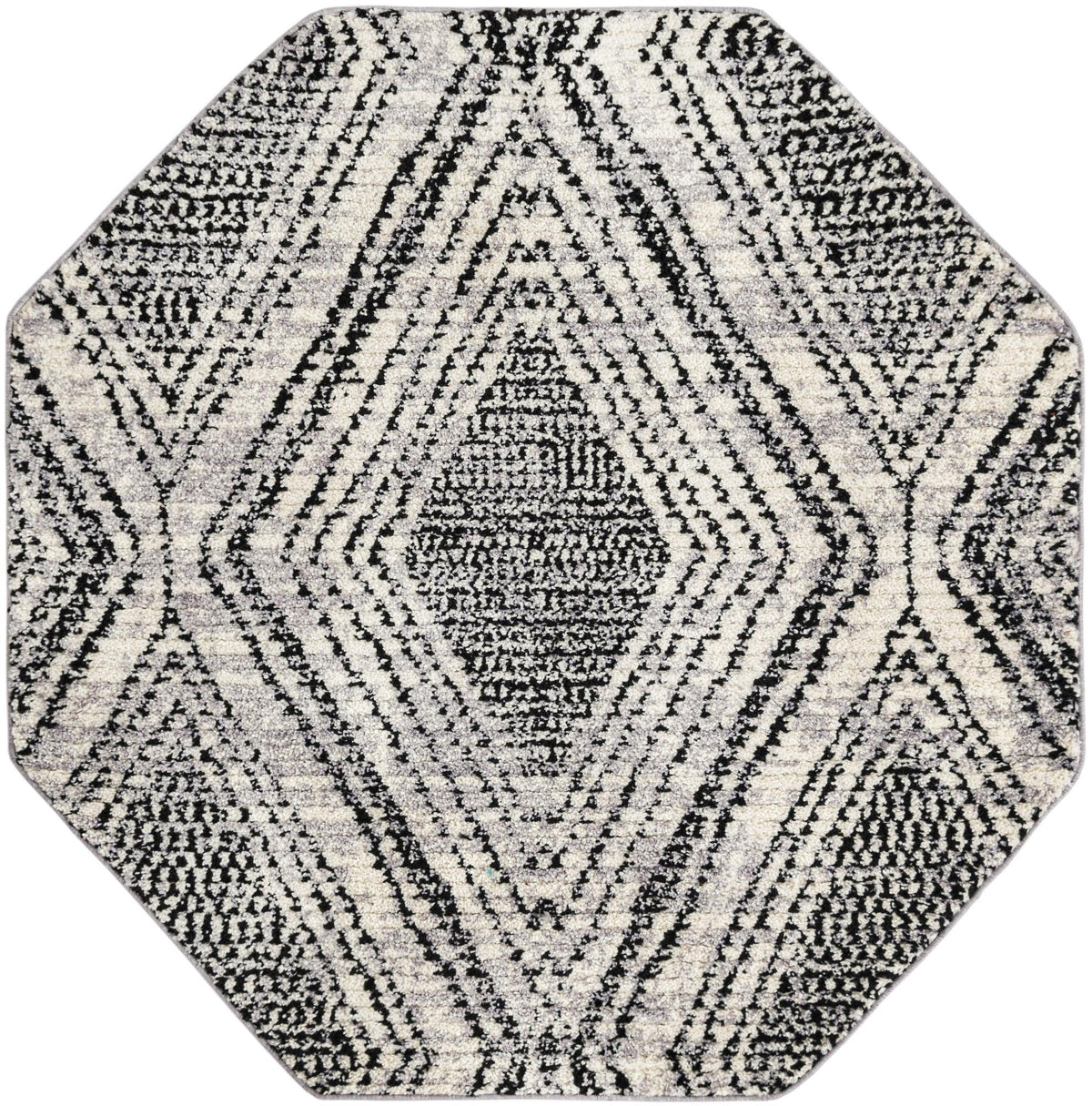 Marrakech Mosaic Collection Area Rug -  Medina Octagon Black and White  lifestyle 19