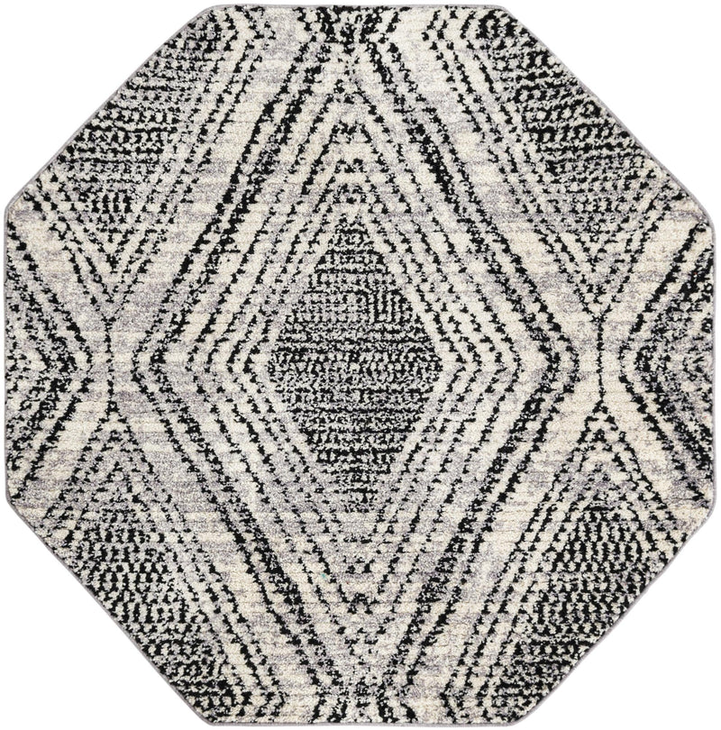 Marrakech Mosaic Collection Area Rug -  Medina Octagon Black and White  lifestyle 19