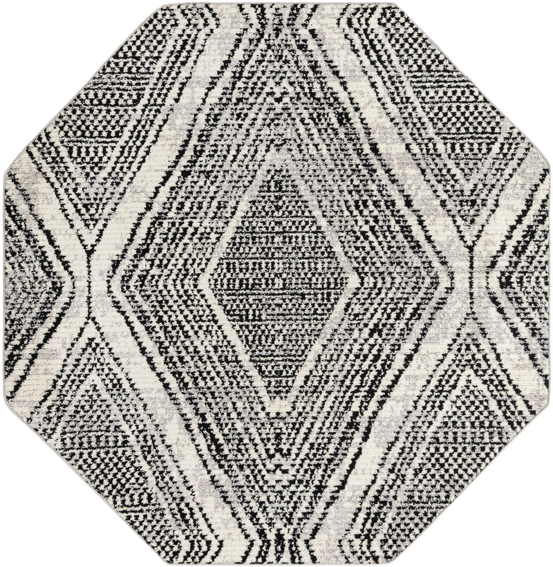 Marrakech Mosaic Collection Area Rug -  Medina Octagon Black and White  lifestyle 38