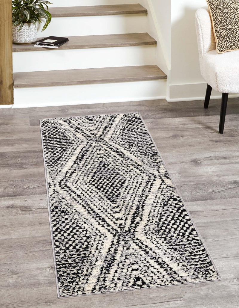 Marrakech Mosaic Collection Area Rug -  Medina Runner Black and White  lifestyle 23