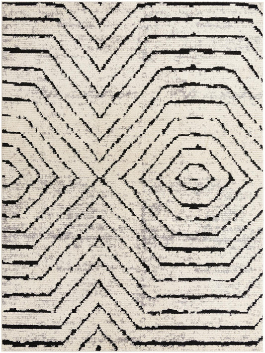 Marrakech Mosaic Collection Area Rug -  Tangier Rectangle Black and White Main