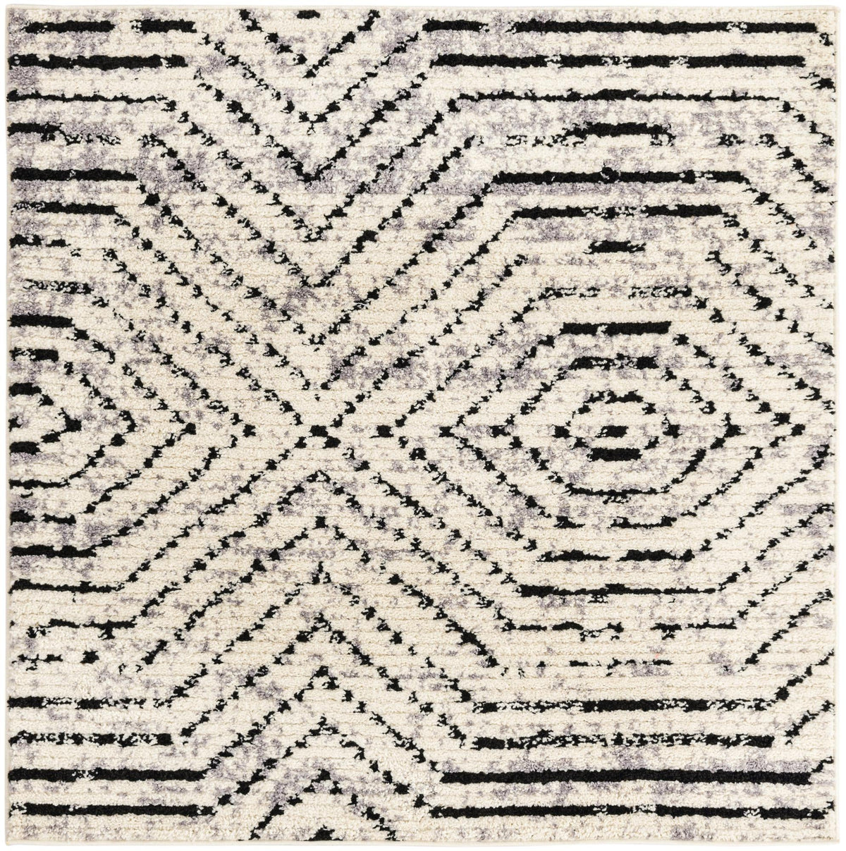 Marrakech Mosaic Collection Area Rug -  Tangier Square Black and White  lifestyle 48