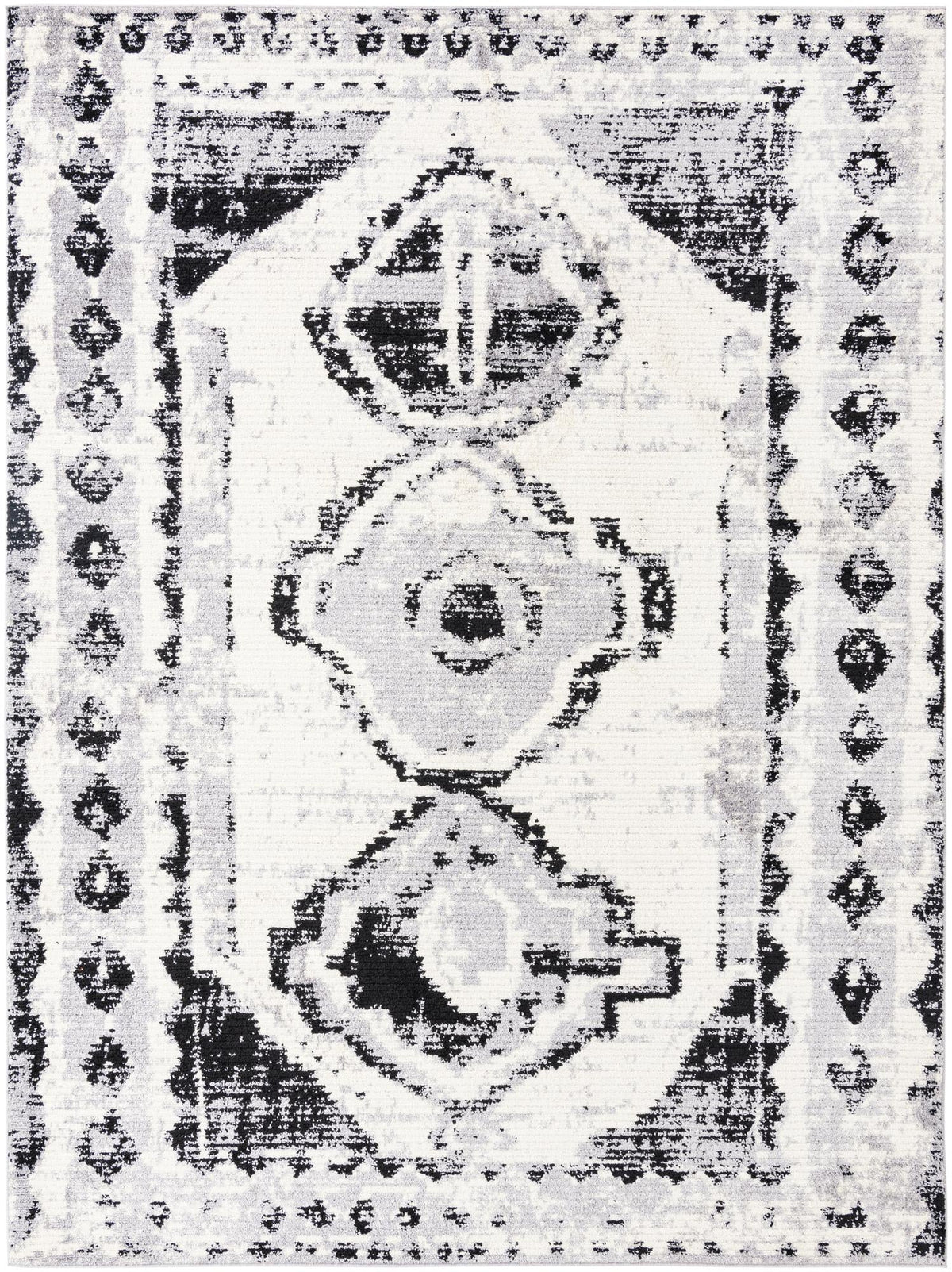 Marrakech Mosaic Collection Area Rug -  Rabat Rectangle Black and White  lifestyle 4