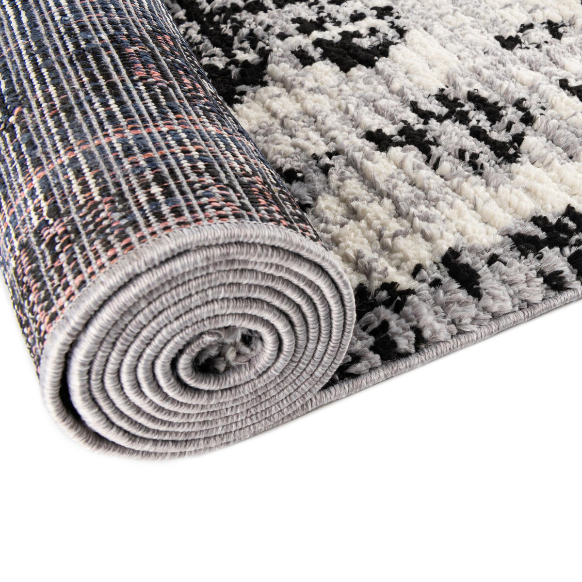 Marrakech Mosaic Collection Area Rug -  Rabat Rectangle Black and White  lifestyle 32