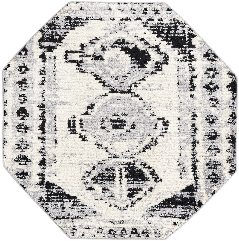 Marrakech Mosaic Collection Area Rug -  Rabat Octagon Black and White  lifestyle 47