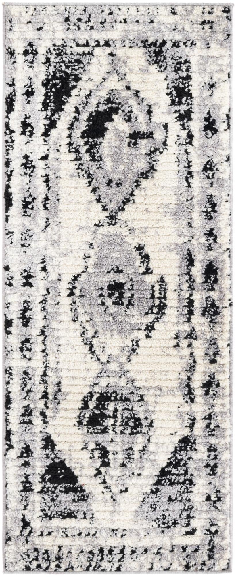 Marrakech Mosaic Collection Area Rug -  Rabat Runner Black and White  lifestyle 43