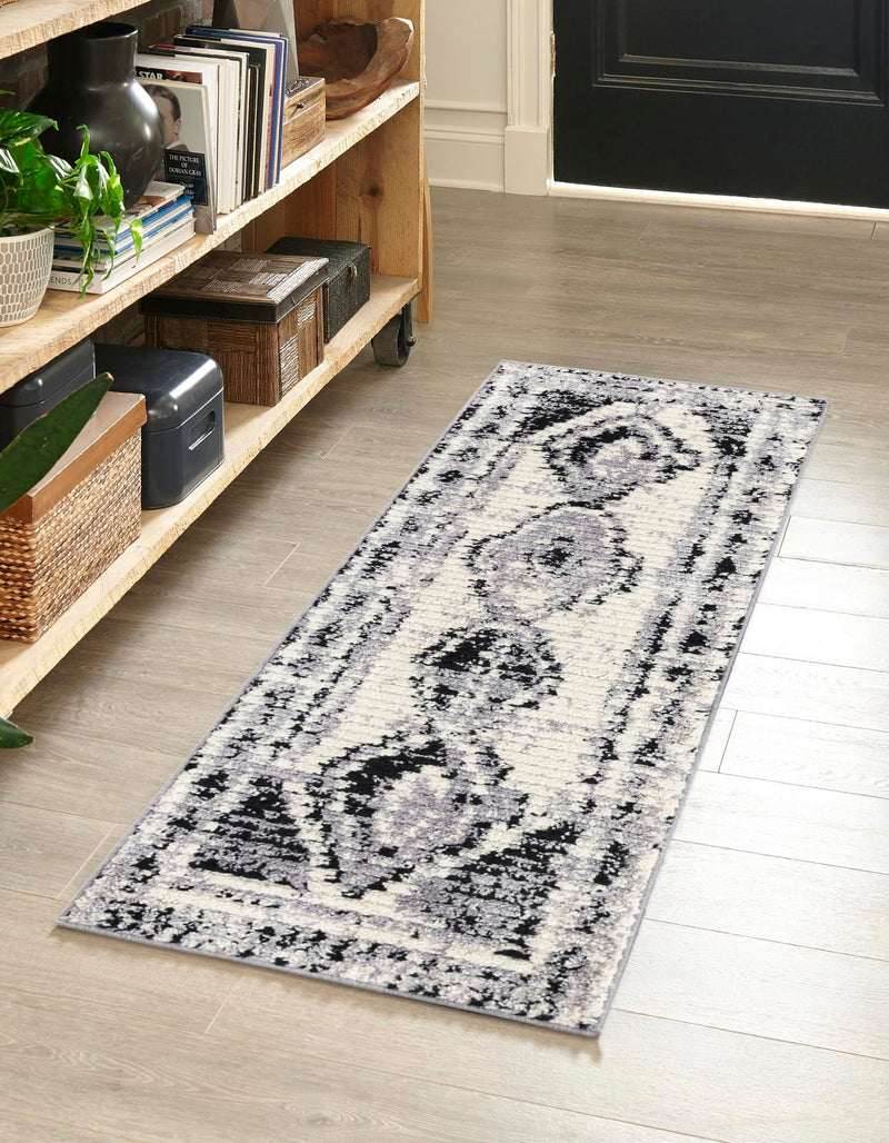 Marrakech Mosaic Collection Area Rug -  Rabat Runner Black and White  lifestyle 56