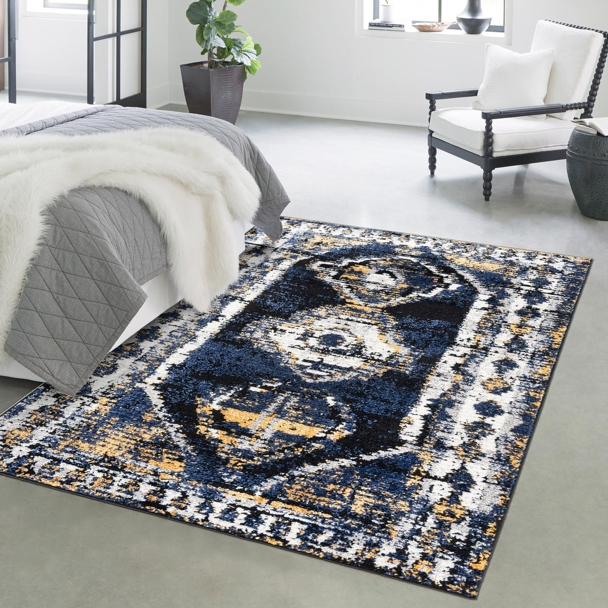 Marrakech Mosaic Collection Area Rug -  Rabat Rectangle Blue  lifestyle 42