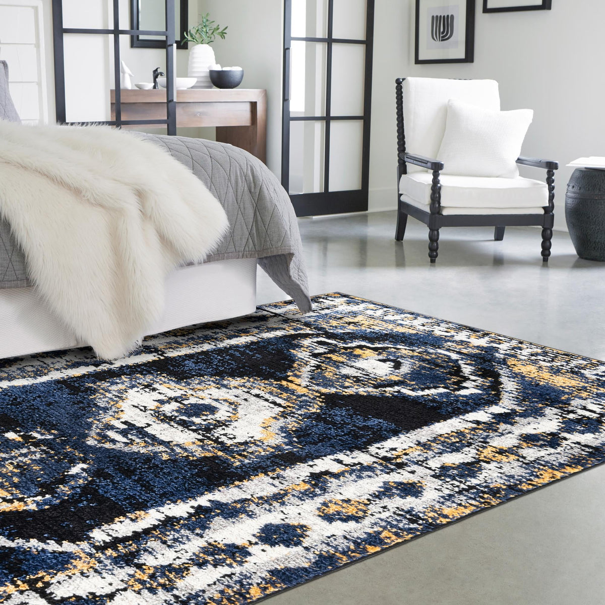 Marrakech Mosaic Collection Area Rug -  Rabat Rectangle Blue  lifestyle 45