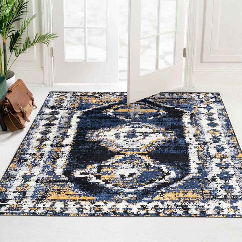 Marrakech Mosaic Collection Area Rug -  Rabat Square Blue  lifestyle 99