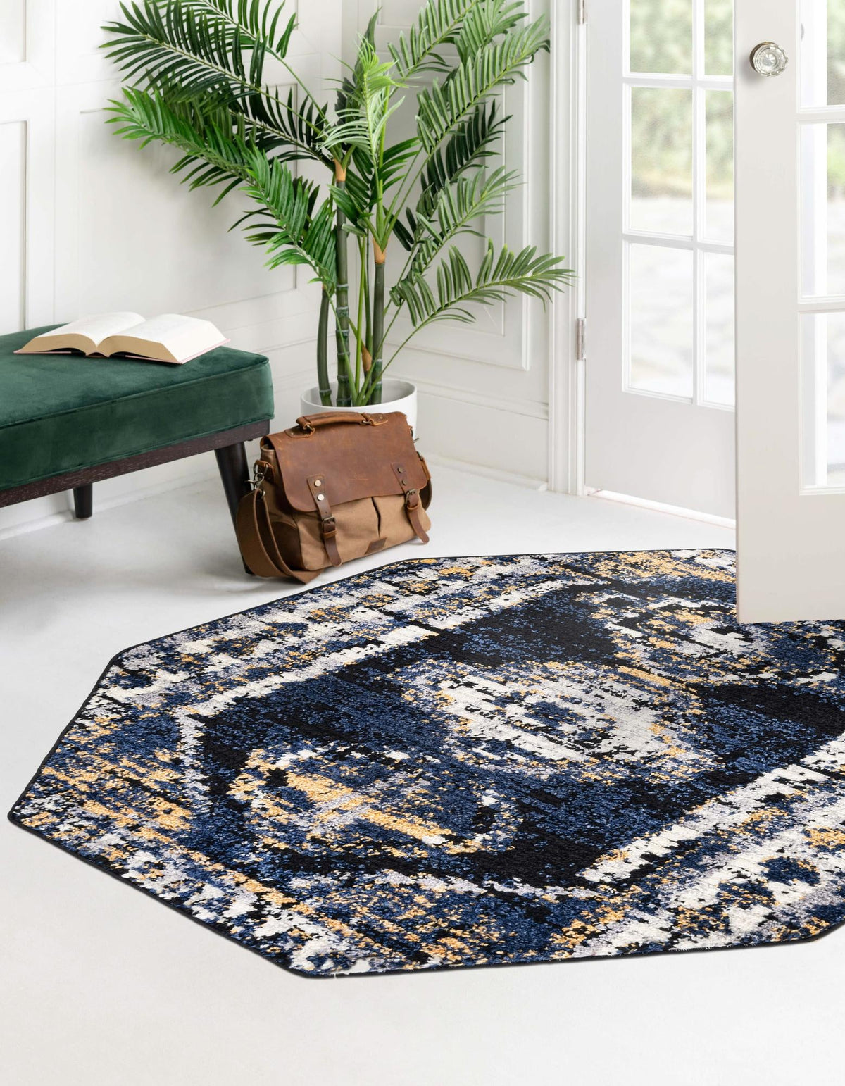 Marrakech Mosaic Collection Area Rug -  Rabat Octagon Blue  lifestyle 66