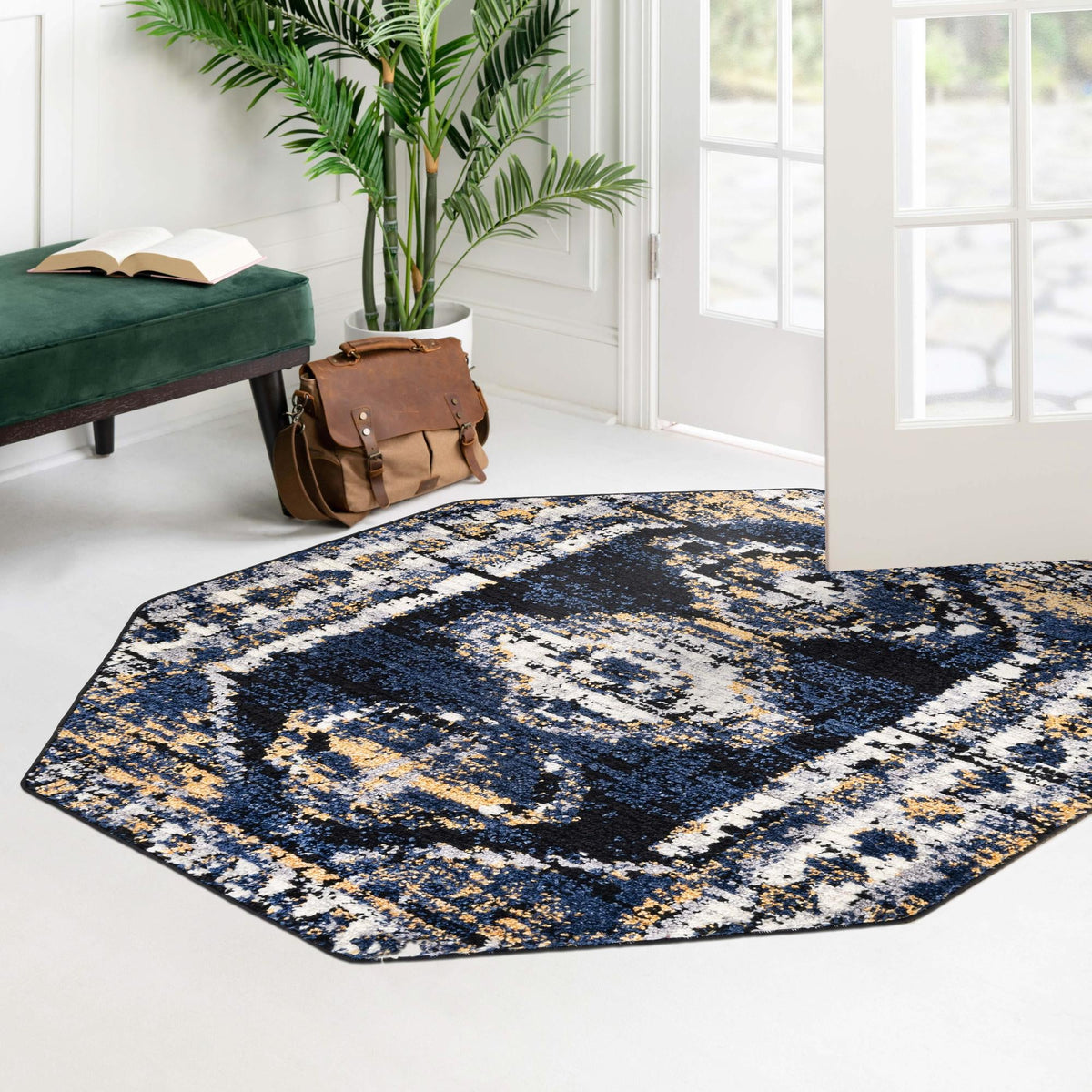 Marrakech Mosaic Collection Area Rug -  Rabat Octagon Blue  lifestyle 82