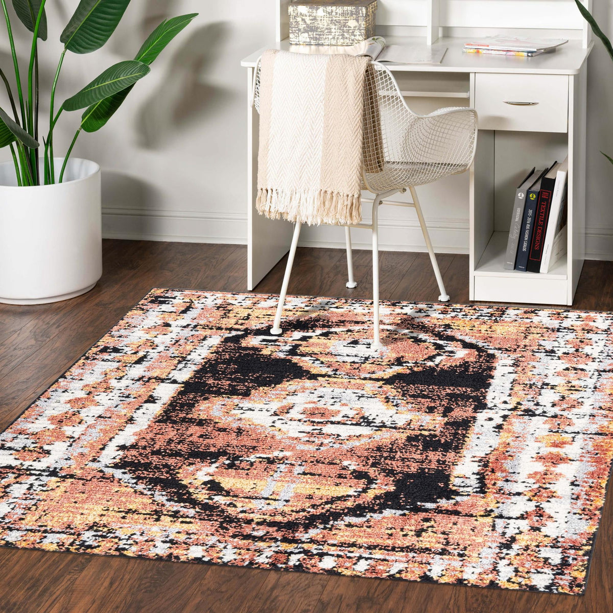 Marrakech Mosaic Collection Area Rug -  Rabat Square Terracotta  lifestyle 76