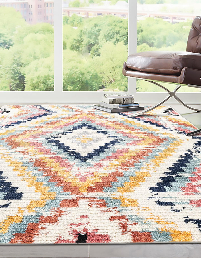 Marrakech Mosaic Collection Area Rug -  Chefchaouen Rectangle Ivory  lifestyle 2