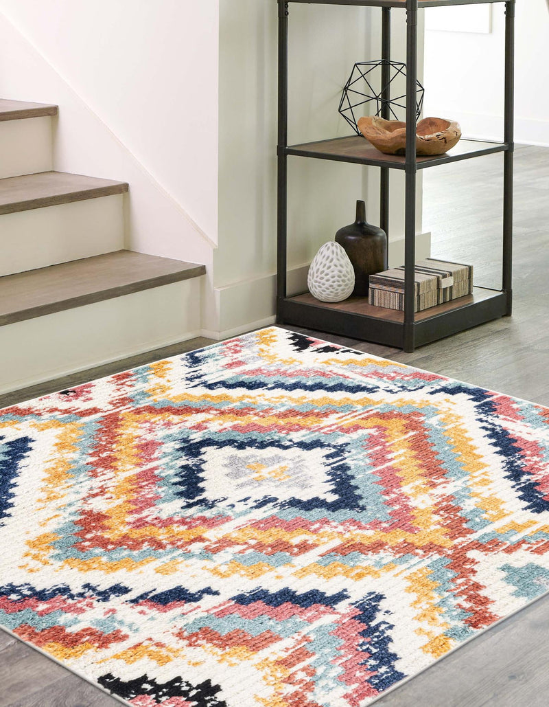 Marrakech Mosaic Collection Area Rug -  Chefchaouen Square Ivory  lifestyle 28