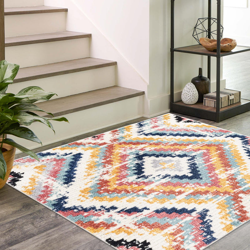Marrakech Mosaic Collection Area Rug -  Chefchaouen Square Ivory  lifestyle 48