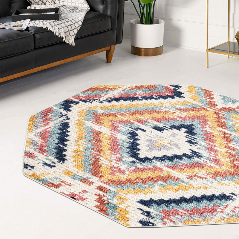 Marrakech Mosaic Collection Area Rug -  Chefchaouen Octagon Ivory  lifestyle 78