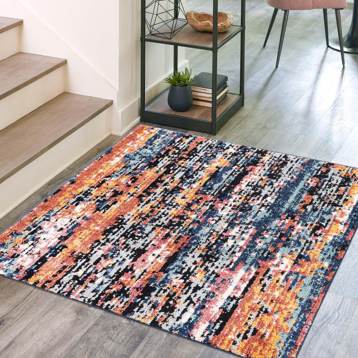 Marrakech Mosaic Collection Area Rug -  Berber Square Multi  lifestyle 55