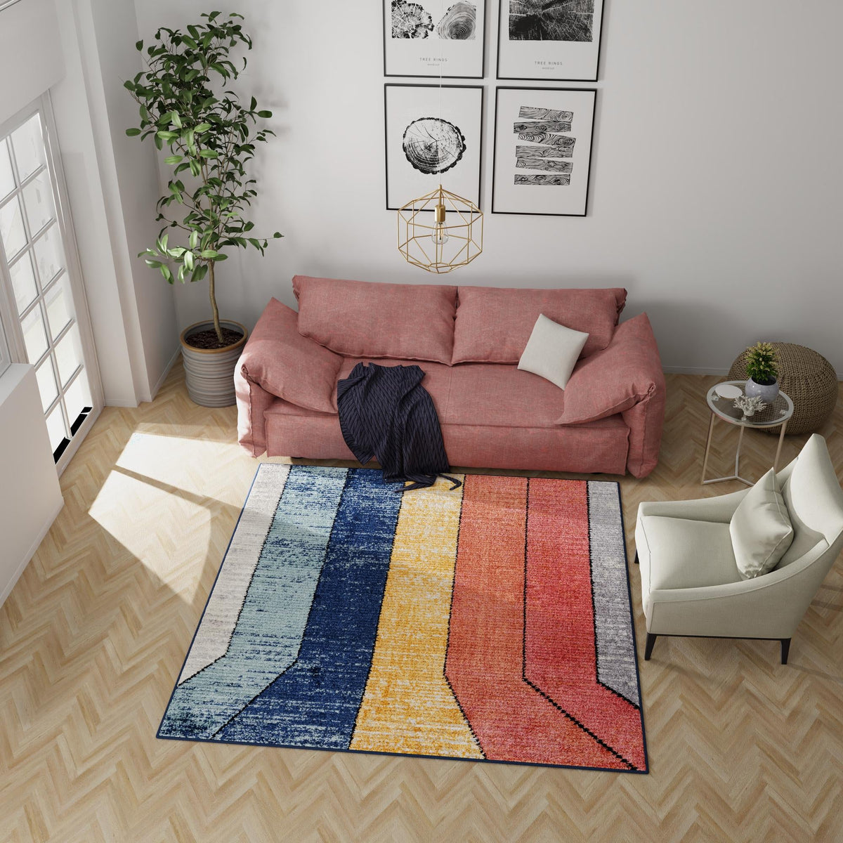 Marrakech Mosaic Collection Area Rug -  Agadir Square Multi  lifestyle 57