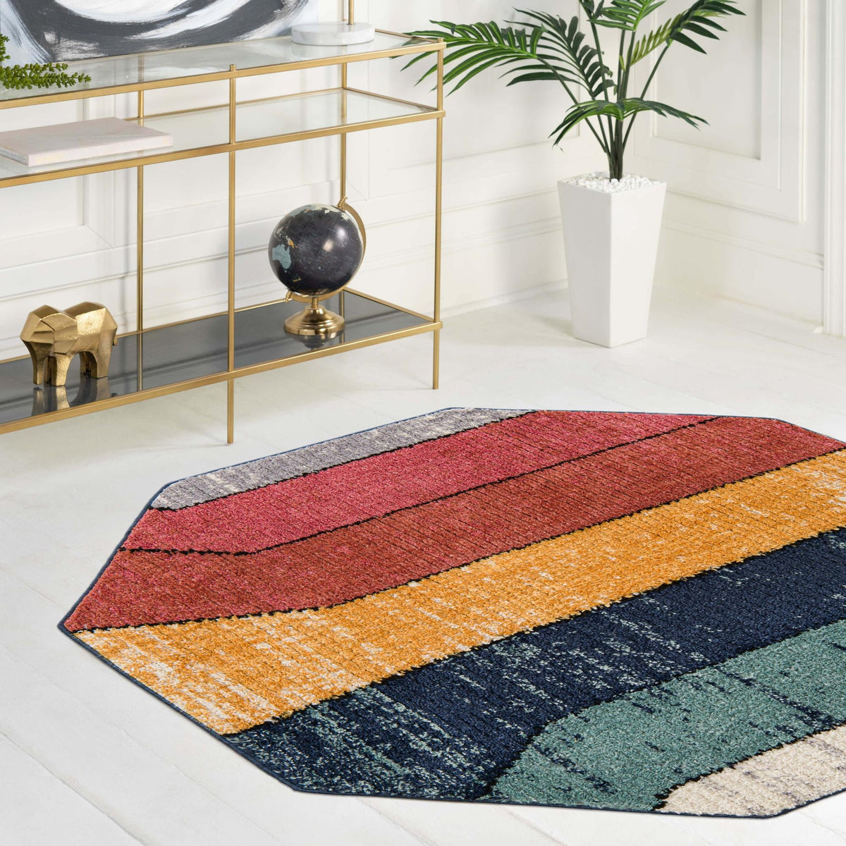 Marrakech Mosaic Collection Area Rug -  Agadir Octagon Multi  lifestyle 58