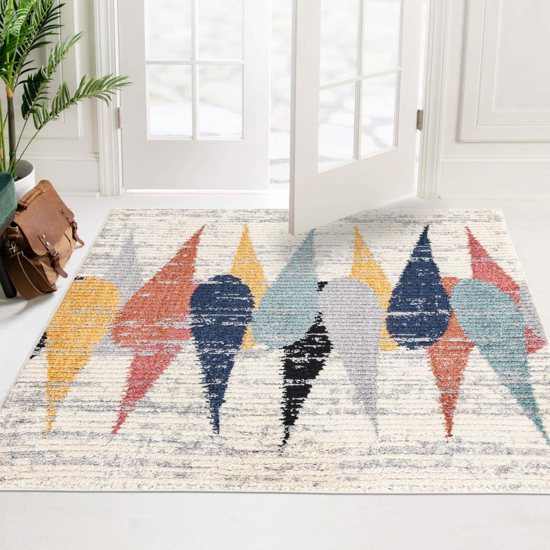 Marrakech Mosaic Collection Area Rug -  Essaouira Square Ivory  lifestyle 111