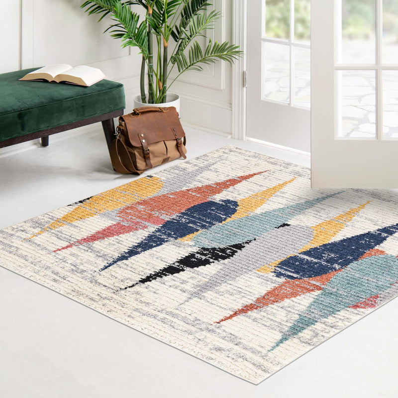 Marrakech Mosaic Collection Area Rug -  Essaouira Square Ivory  lifestyle 115