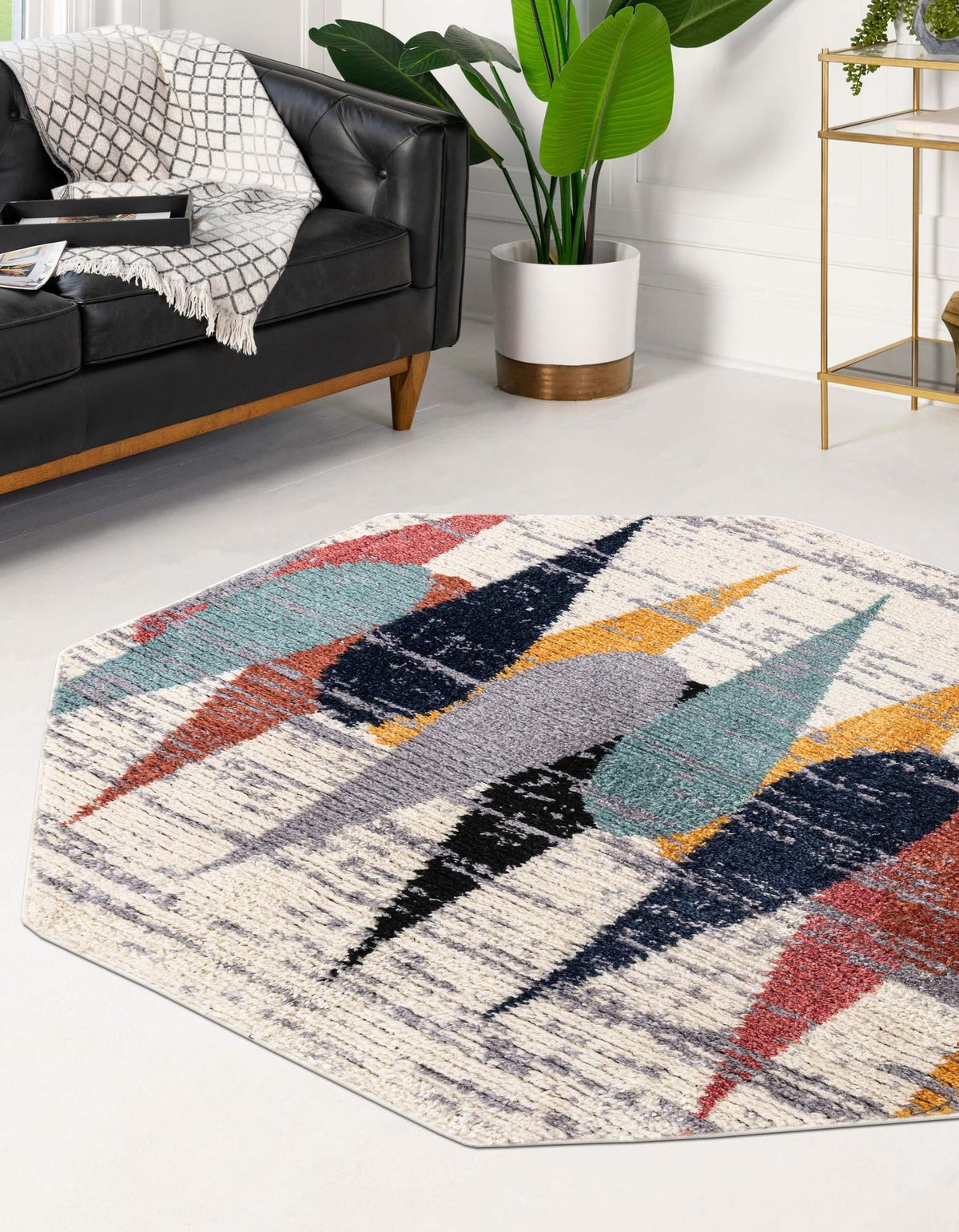 Marrakech Mosaic Collection Area Rug -  Essaouira Octagon Ivory  lifestyle 47