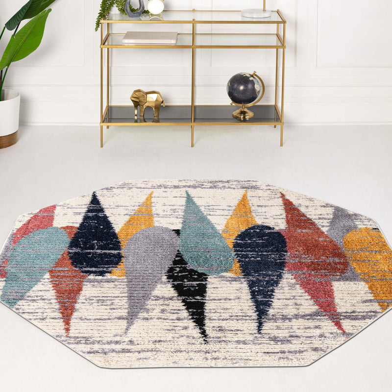 Marrakech Mosaic Collection Area Rug -  Essaouira Octagon Ivory  lifestyle 112