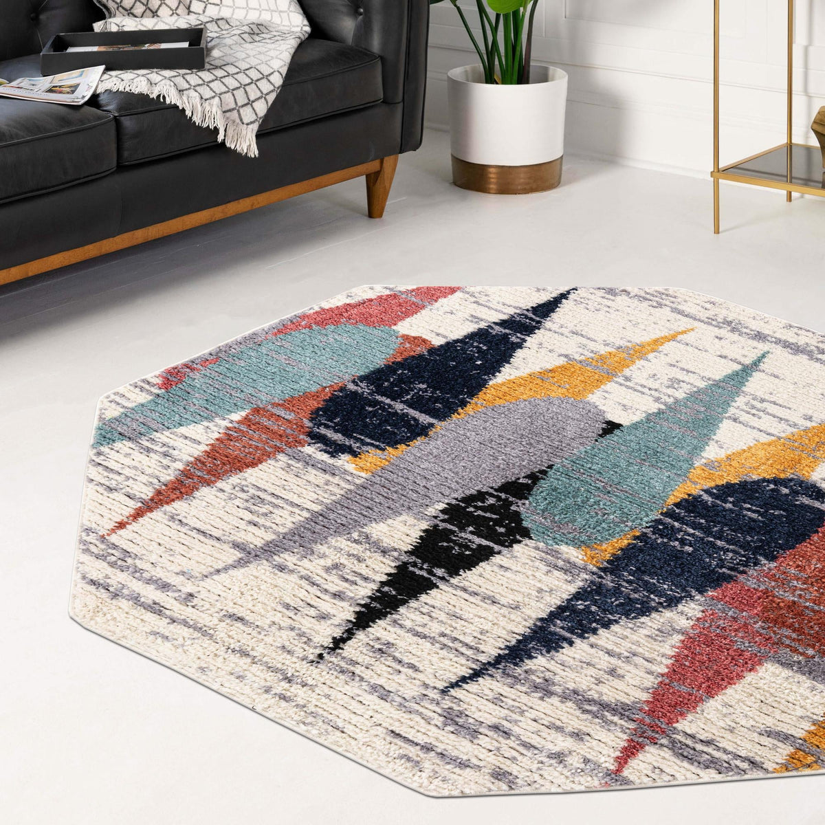 Marrakech Mosaic Collection Area Rug -  Essaouira Octagon Ivory  lifestyle 116