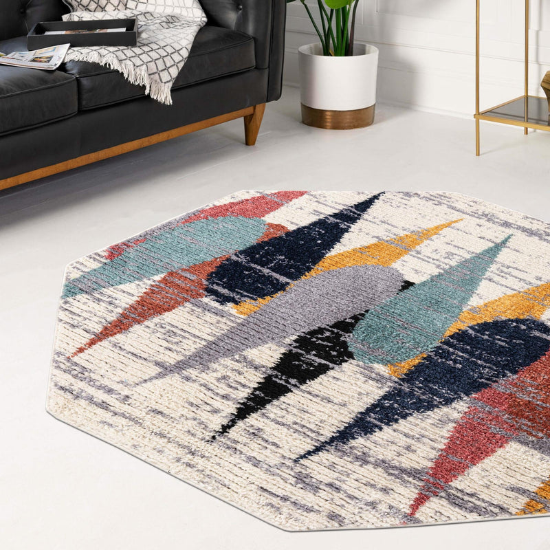 Marrakech Mosaic Collection Area Rug -  Essaouira Octagon Ivory  lifestyle 116