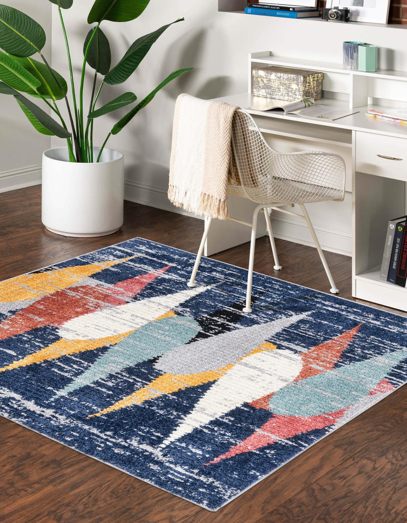 Marrakech Mosaic Collection Area Rug -  Essaouira Square Blue  lifestyle 43