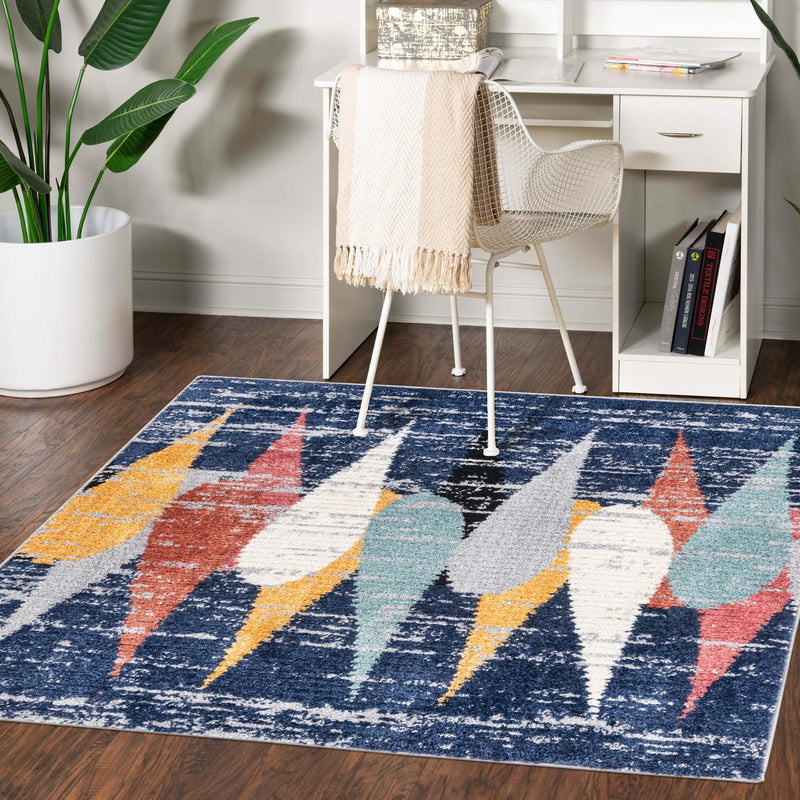 Marrakech Mosaic Collection Area Rug -  Essaouira Square Blue  lifestyle 109