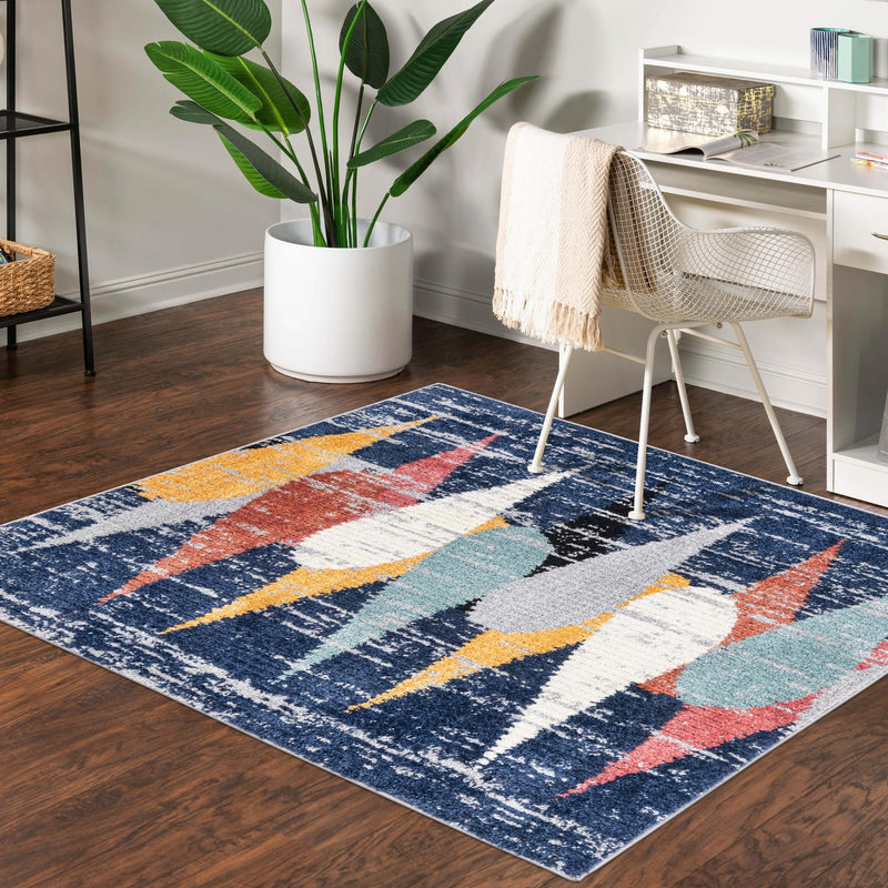 Marrakech Mosaic Collection Area Rug -  Essaouira Square Blue  lifestyle 113